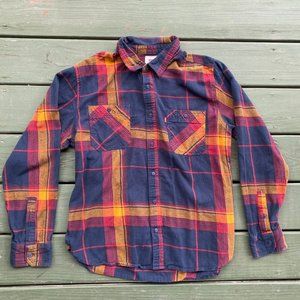 Levi's Blue and Yellow Flannel Size Large